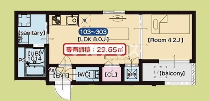 MAXIV CITY神戸鷹取DUE(1LDK/1階)の間取り写真
