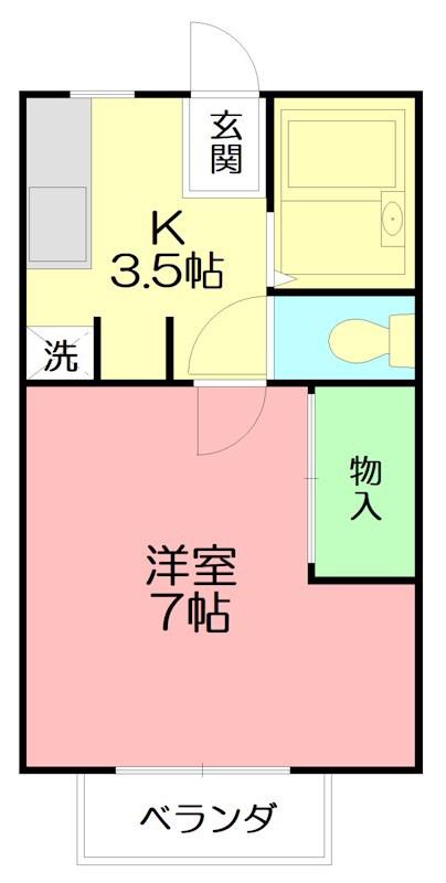 サンライフ湘南(1K/2階)の間取り写真