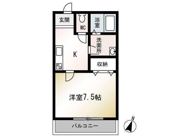 グラン ヴェール(1K/1階)の間取り写真