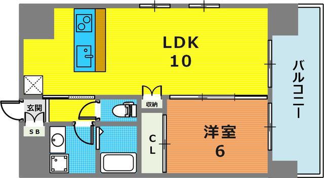 CITYSPIRE新神戸(1LDK/7階)の間取り写真