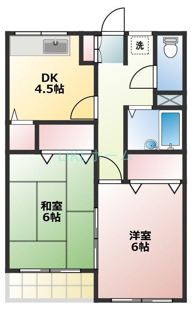 オリンファームI(2DK/2階)の間取り写真