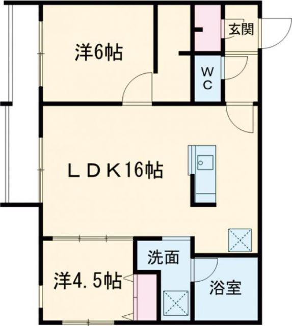 URBAN FLATS千歳GA-千歳緑町(2LDK/2階)の間取り写真