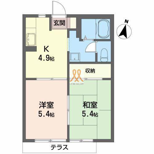 カーサフェリスA棟(2K/1階)の間取り写真