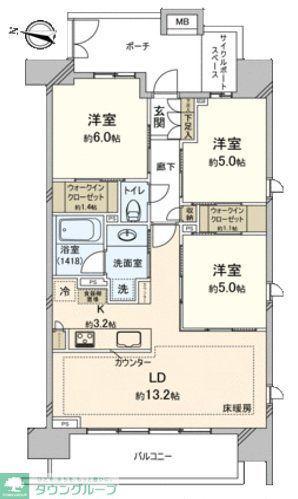 パークホームズ川口 ザレジデンス(3LDK/6階)の間取り写真