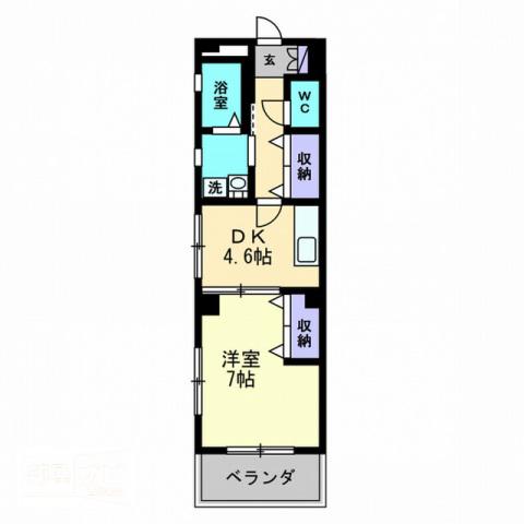 ファルマ(1DK/6階)の間取り写真
