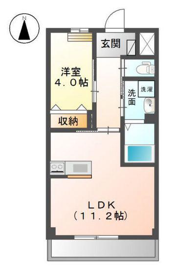 ブルーガーデン(1LDK/2階)の間取り写真