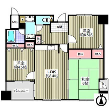 ウーファー南堀江(3LDK/12階)の間取り写真