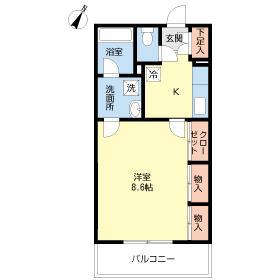 フィオーレ弐番館(1K/2階)の間取り写真