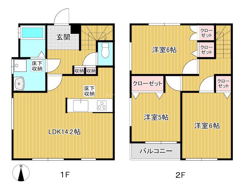 テラスクレイン(3LDK/1階)の間取り写真