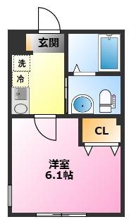 BLOOM元住吉(1K/1階)の間取り写真