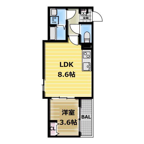 D PORTA REFINARD(1LDK/3階)の間取り写真