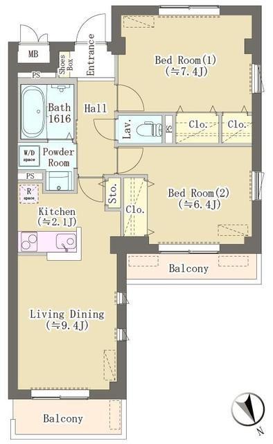 HILL TOP RESIDENCE OSAKIヒルトツプレジデンス(2LDK/3階)の間取り写真