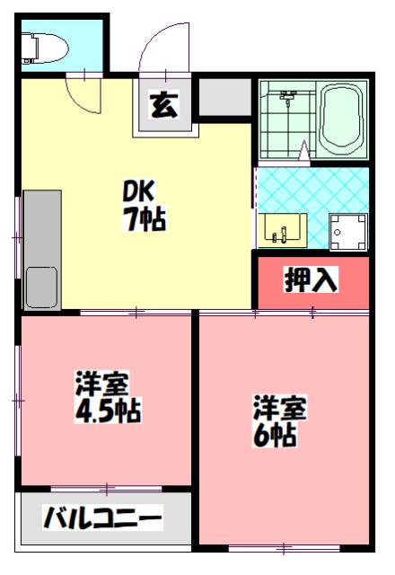 ハイツ優(2DK/3階)の間取り写真