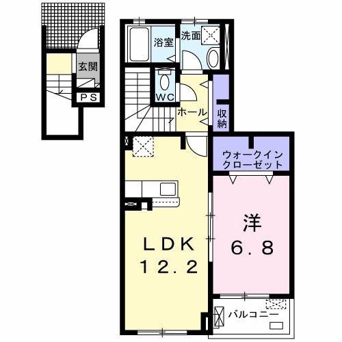 ニュー.ウィステリアB(1LDK/2階)の間取り写真