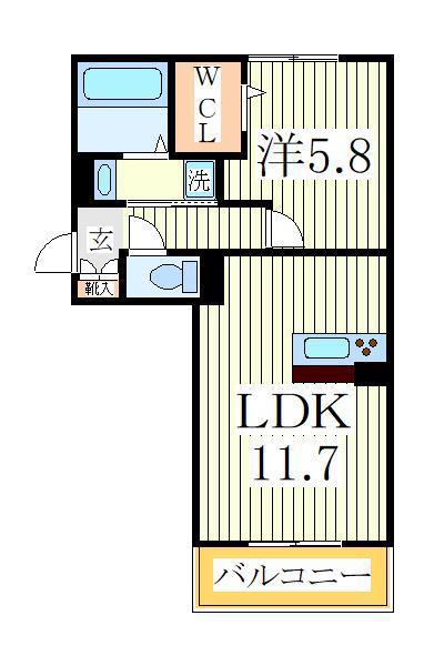 ヴェルデ大島田(1LDK/1階)の間取り写真