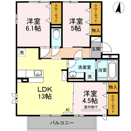 BLOSSOM B棟(3LDK/3階)の間取り写真