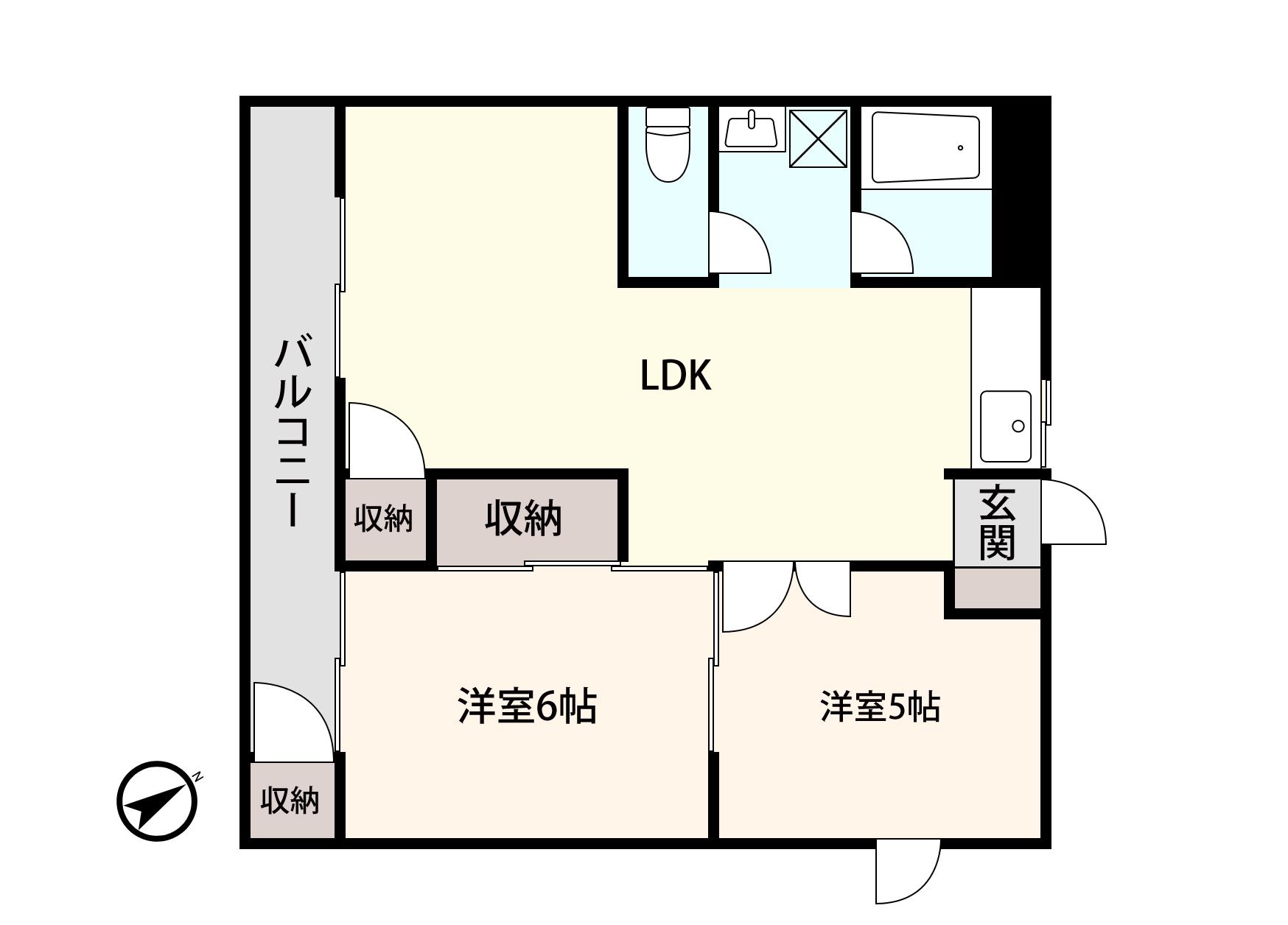 アシスト第6金沢マンション(2LDK/1階)の間取り写真