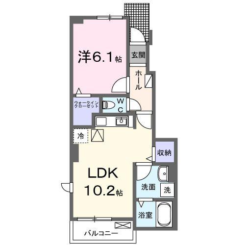 ロージュマン 5(1LDK/1階)の間取り写真