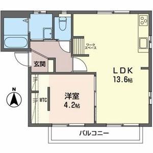 フレグランスアゼリアA(1LDK/2階)の間取り写真