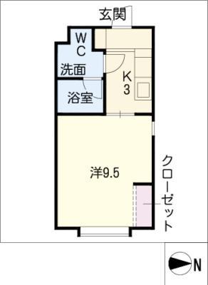フリーライフ翔V(1K/4階)の間取り写真