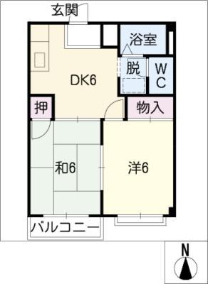 グリーンエルディムI(2DK/2階)の間取り写真