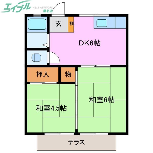 青葉コーポ(2DK/1階)の間取り写真
