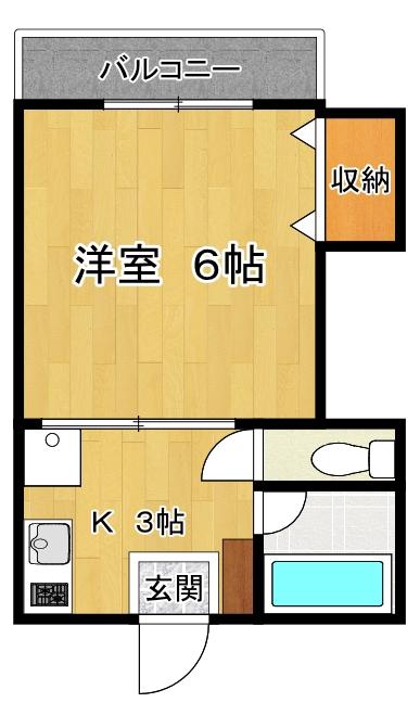 フラット35C(1K/2階)の間取り写真