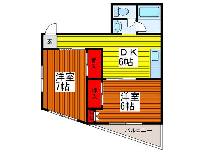 イワセビル(2DK/3階)の間取り写真