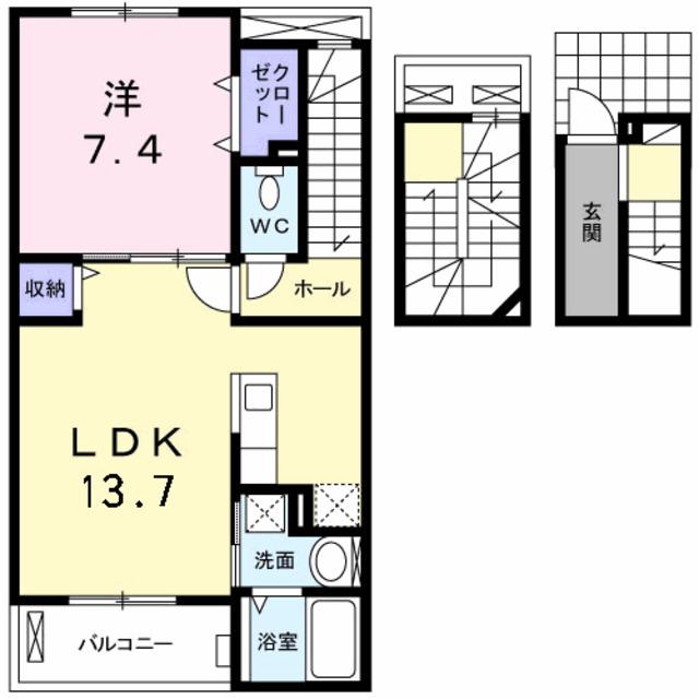 ローズコート(1LDK/3階)の間取り写真