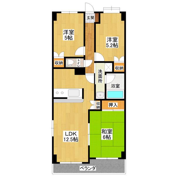 エクセレンス元町(3LDK/2階)の間取り写真