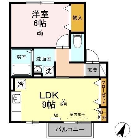 プチパール四番浜(1LDK/2階)の間取り写真