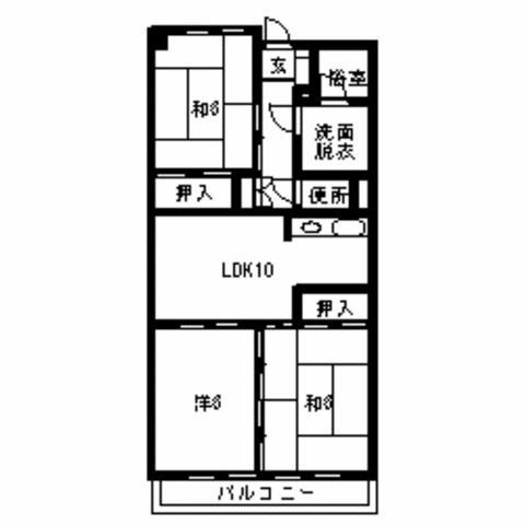 ピープル室見(3LDK/4階)の間取り写真
