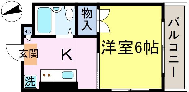 コーポカネイ第2(1K/1階)の間取り写真