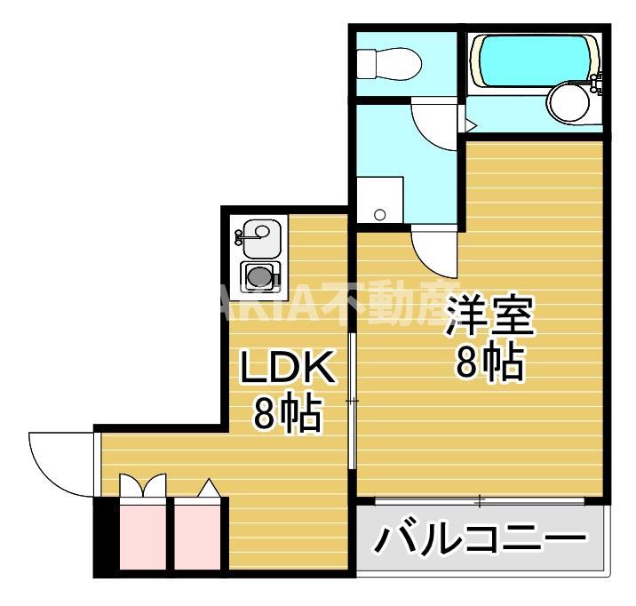 謙徳ビル(1DK/3階)の間取り写真