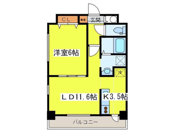 フィール円山(1LDK/3階)の間取り写真