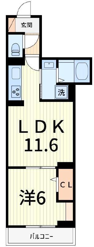 セレスティア大谷田V(1LDK/3階)の間取り写真