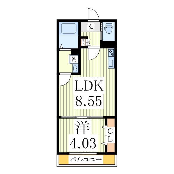 RIZE柏たなかI(1LDK/2階)の間取り写真