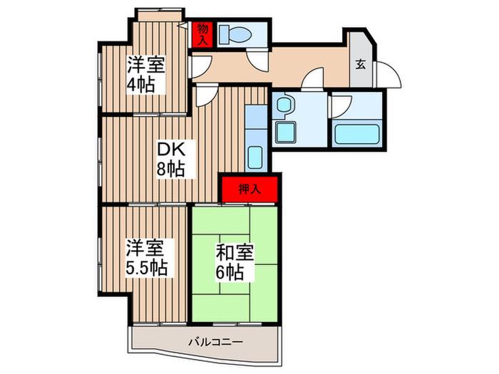 ベルフォーレ(3DK/2階)の間取り写真