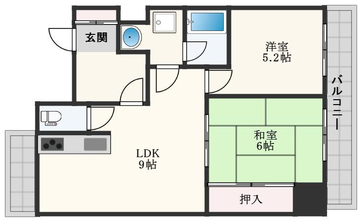 シンホニーアネックス(2LDK/6階)の間取り写真