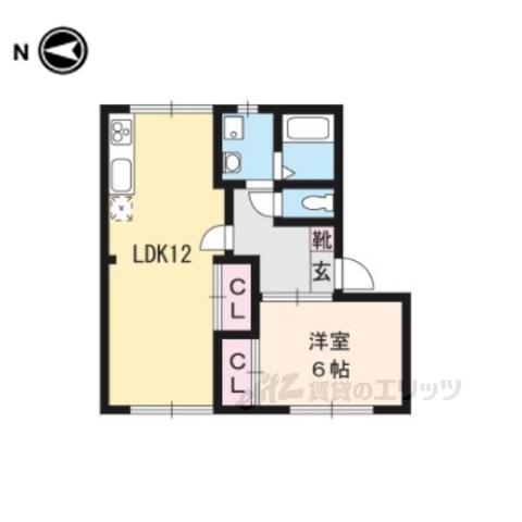 エトワール安朱(2LDK/1階)の間取り写真