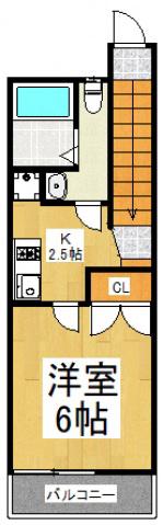 B`CASA KODAIRA(1K/2階)の間取り写真