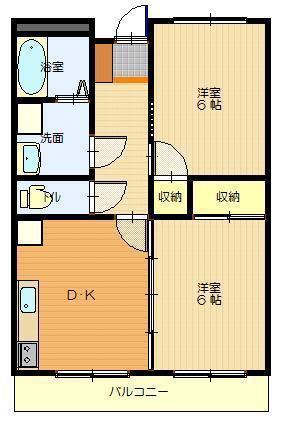 アメニティ豊岡(2DK/1階)の間取り写真