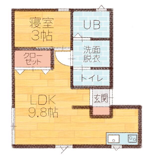 L-COLLECTION青陵前(1LDK/1階)の間取り写真