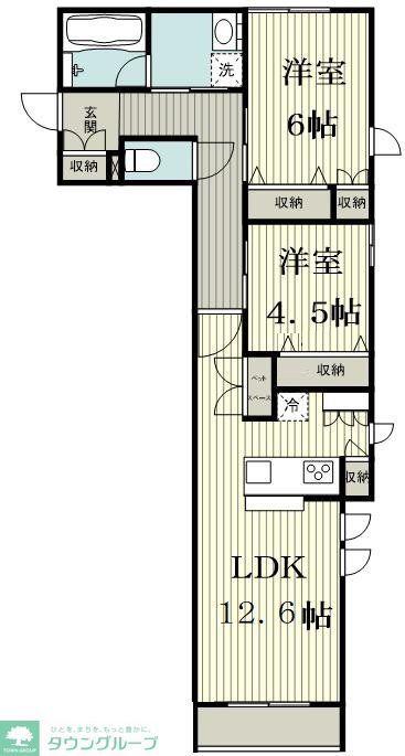 TWIN ROCKS N(2LDK/2階)の間取り写真