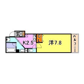 ルミナーレ中山手(1K/6階)の間取り写真