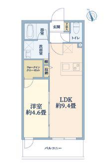 ウェルスクエア万代東(1LDK/1階)の間取り写真
