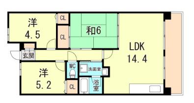 アプリーレ垂水(3LDK/4階)の間取り写真