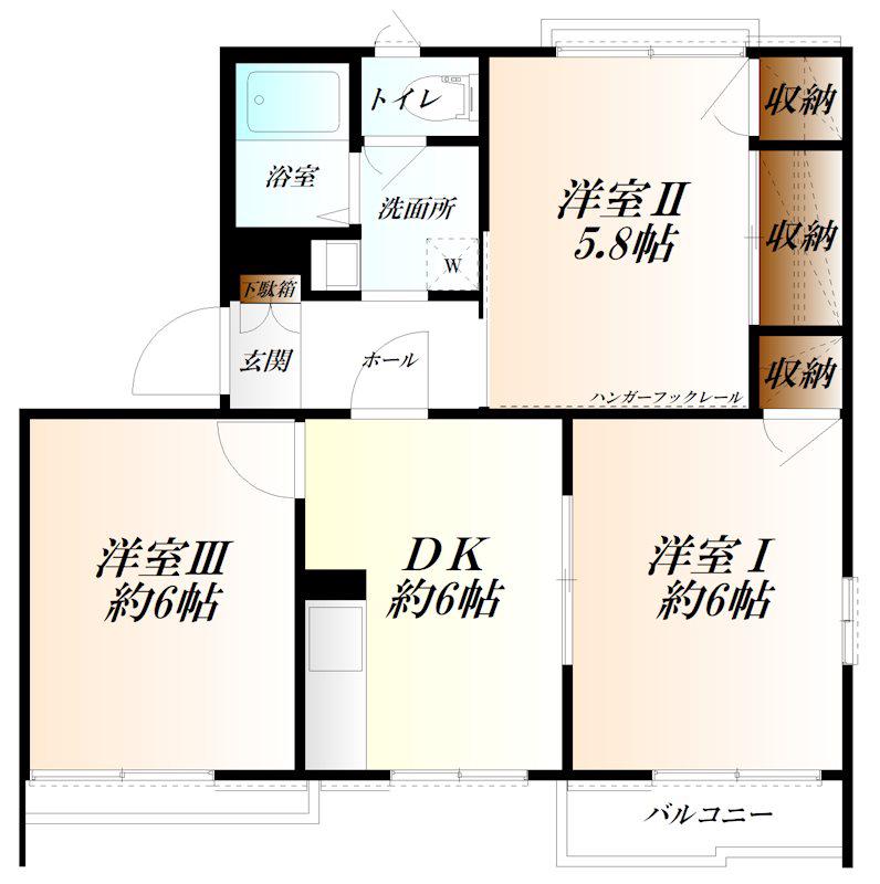 コーポ愛B(3DK/2階)の間取り写真