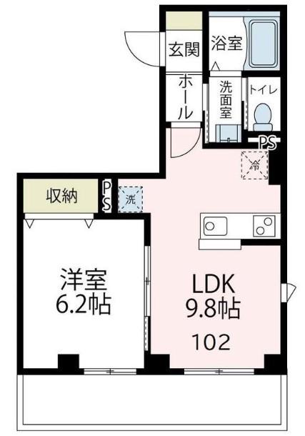 ティーズブルク(1LDK/1階)の間取り写真