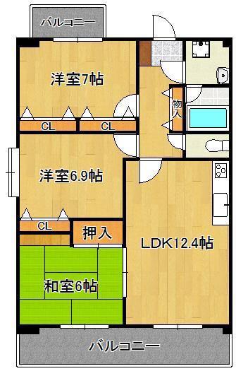 ルシオーレ(3LDK/5階)の間取り写真